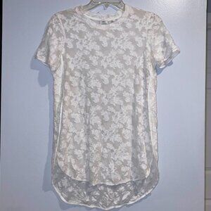 Wilfred Textured Off White High Low Short Sleeve Tee Shirt XS Womens Cotton